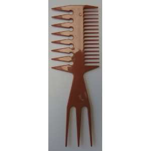  Brown 3 way Hair Pick Comb   8 inches x 2 3/4 inches 