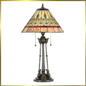  Tiffany Table Lamp, QZTF315T, 2 lights, Antique Bronze, 16 