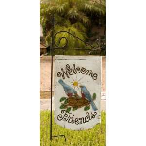  Blue Birds Welcome Friends sign with Yard stake
