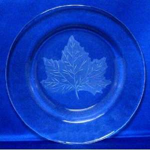  Individually Hand Etched Maple Leaf Clear Glass Salad 