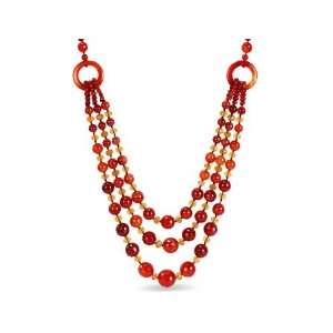 Amour NG1200RA 24in. 800ct TGW 4 18mm Round Red Orange Agate & 8mm 