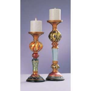   Pack of 4 Funky Vibrant Metallic Pillar Candle Holders: Home & Kitchen
