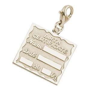 Rembrandt Charms Birth Certificate Charm with Lobster Clasp, Gold 