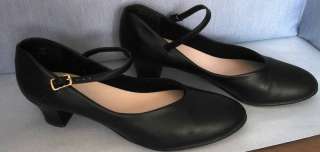 Ladies black leather dance shoes 1 1/2 heels Size 10N  