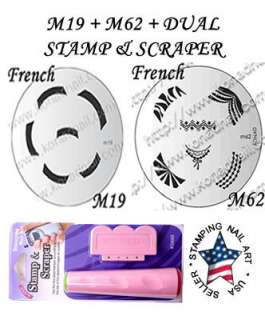 Konad French Nail Polish Plate M19 M62 Stamp & Scraper  