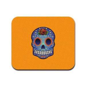   Dead Skull Blue and Orange Halftone Style Mousepad Mouse Pad