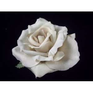 Neutral Cream Khaki Real Touch Rose Hair Flower Clip