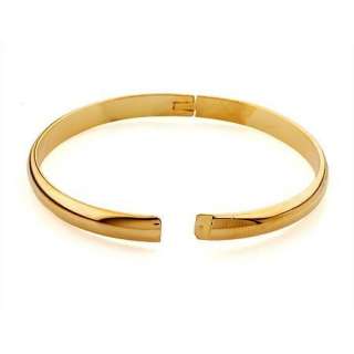 18k Yellow Gold Filled Womens Openable Bracelet Bangle 60mm Smooth 