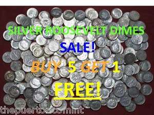 ROOSEVELT DIMES from Roll 90% SILVER   Buy 5 Get 1 FREE  