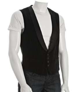 John Varvatos black velvet and satin lapel vest   