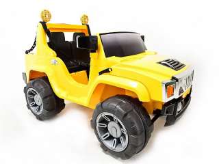 YELLOW 12V BATTERY POWER KIDS RIDE ON HUMMER JEEP W/ BIG WHEELS  