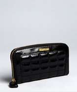 Jimmy Choo black quilted patent leather continental wallet style 