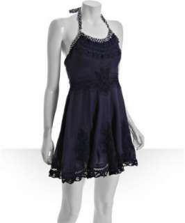 Free People royal cotton linen crochet halter dress  BLUEFLY up to 70 