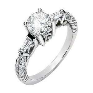   Round Created Moissanite & Diamond Engagement Ring 