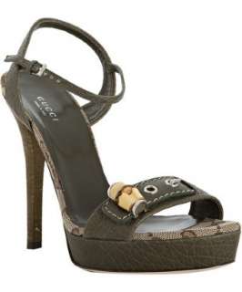 Gucci military green leather Thanoie platform sandals   up 