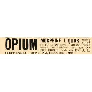  Morphine Alcoholism Habit Cure   Original Print Ad