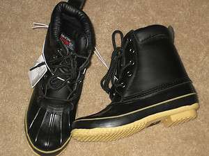 Womens DUCK BOOTS High 5 Eye BLACK LEATHER Thermolite  