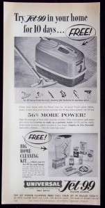 1953 Universals Jet99 Vacuum Cleaner Magazine Print Ad  