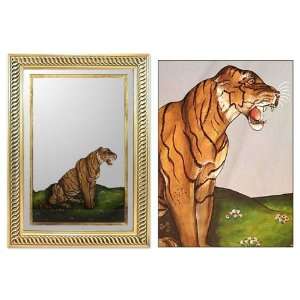  Reverse painted mirror, Roaring Tiger