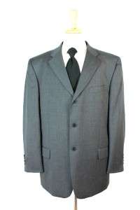 mens charcoal gray CLAIBORNE 2pc suit designer worsted wool business 
