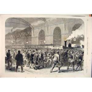  Workmen Penny Train Victoria Station London Print 1865 