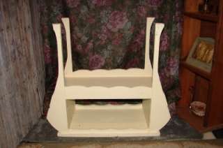 Vintage White Rectangle Magazine Telephone Stand Table  
