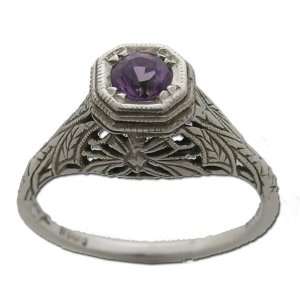  Sterling Silver Filigree Amethyst Ring Jewelry