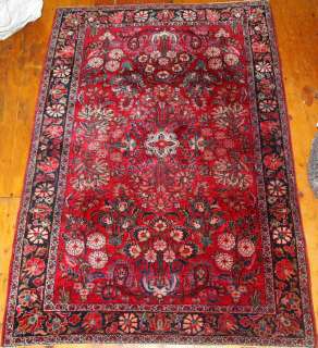 Hand made Persian Sarouk antique rug 3.6 x 5.1 1920  