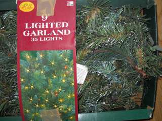 Christmas Lighted Garland 9 Feet 35 lights End plugs Decorating Mantel 