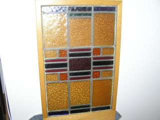 ANTIQUE ART DECO STAINED GLASS LEADED WINDOW.  