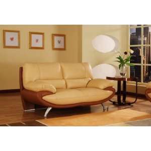   704 Beige & Brown Leather Loveseat Creative Furniture 704 Living Room