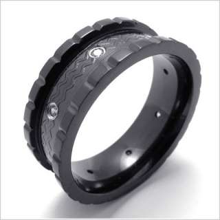 Men Ladies Stainless Steel Black Tone Gear Ring Size 11 RL079  