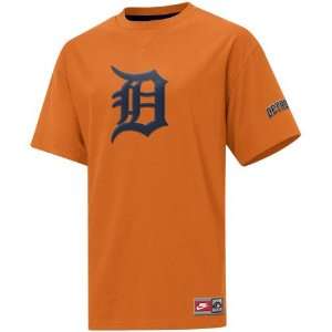   Tigers Orange Cooperstown Tackle Twill Logo T shirt