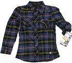 hurley girls 3t purple black plaid flannel button down shirt