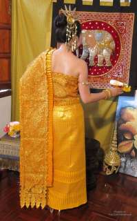 Complete Golden Thailand Wedding Dress Set Outfit sz S  