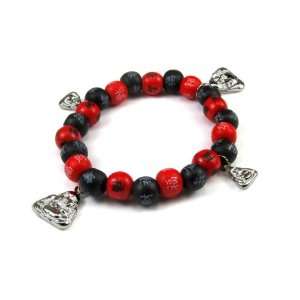  Chinese Character Wooden Beads with Silver Plated Buddha 