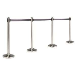   Wall Mounted Retractable Barrier System, Grey Tape
