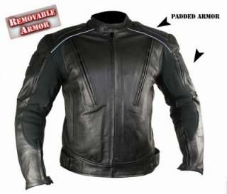 Mens Advanced Armored Padded Black Motorcycle Jacket 3XL ~  