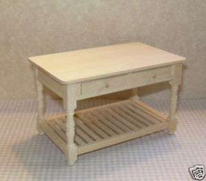 Miniature Natural Wood Work Table w/Drawers: DOLLHOUSE Miniatures 1/12 