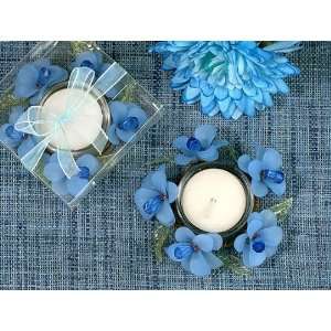  Blue Flower Candle Holder with Tealight: Home & Kitchen