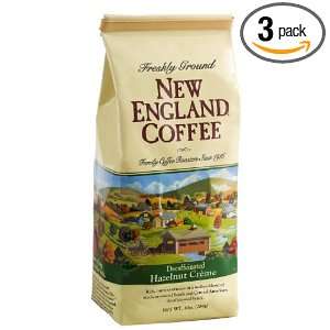 New England Hazelnut Crème Decaf Coffee , Ground, 11 ounce Bags (Pack 