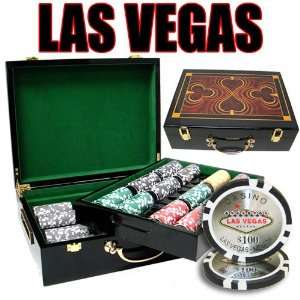  500 Las Vegas Poker Chip Set with High Gloss Wooden Case 