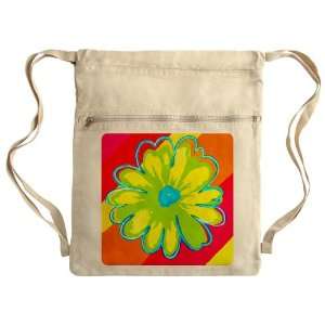    Messenger Bag Sack Pack Khaki Daisy Vivid Stripes 