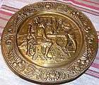 Vtg Repousse Brass Wall Hanging Plate~English Pub Scene~Made in 