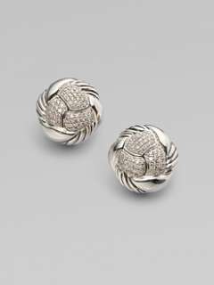 David Yurman   Diamond Accented Sterling Silver Woven Button Earrings
