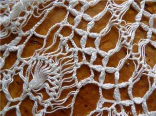 Antique Hand Made Tablecloth Topper Hairpin Lace White  