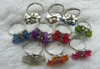 Wholesale lot 100 butterfly crystal resin&CZ ring FREE  