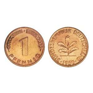 1950 F German One Pfennig    Extra Fine Condition    Stuttgart Mint