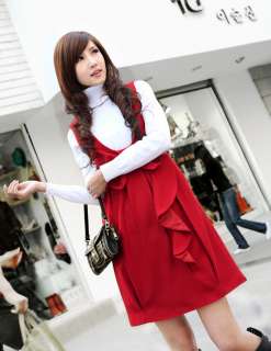 New Korea Lady Fashion Sweet Bow knot Vest Mini Dress Sundress Jumper 