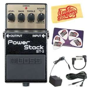 Boss ST 2 Power Stack Pedal Bundle with AC Adapter, 10 Foot Instrument 